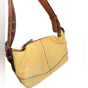 Coach yellow pebbled leather shoulder bag purse